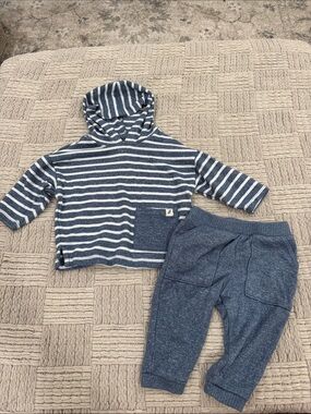 Easy-Peasy Baby Striped Hoodie Top and Blue Jogger Set